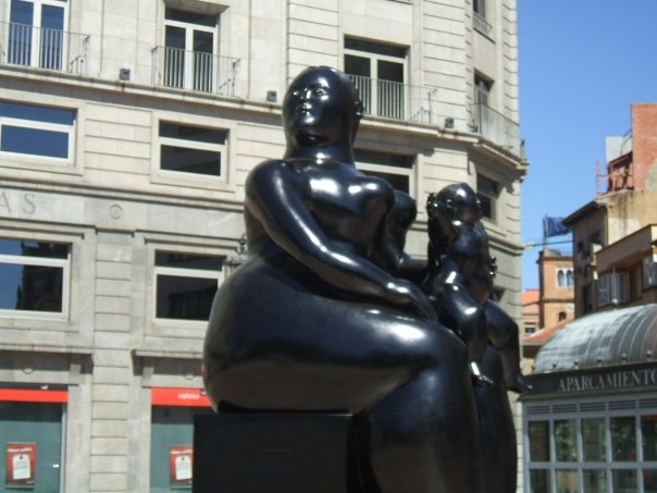 Obese Madonna and child occupying the central square, Oviedo Obese Madonna and child occupying the central square Oviedo