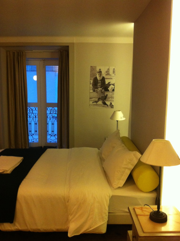 Ensuite double room at Goodmorning Hostel, Lisbon. Starting at just 60 euros a night, it's a steal