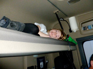 A bit of a tight squeeze, but nothing warmer than a cosy lorry..