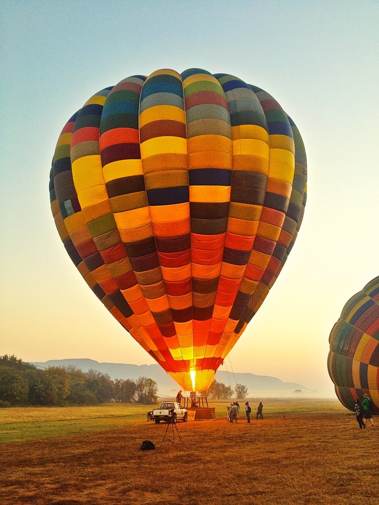 Hot-air balloon being fired up