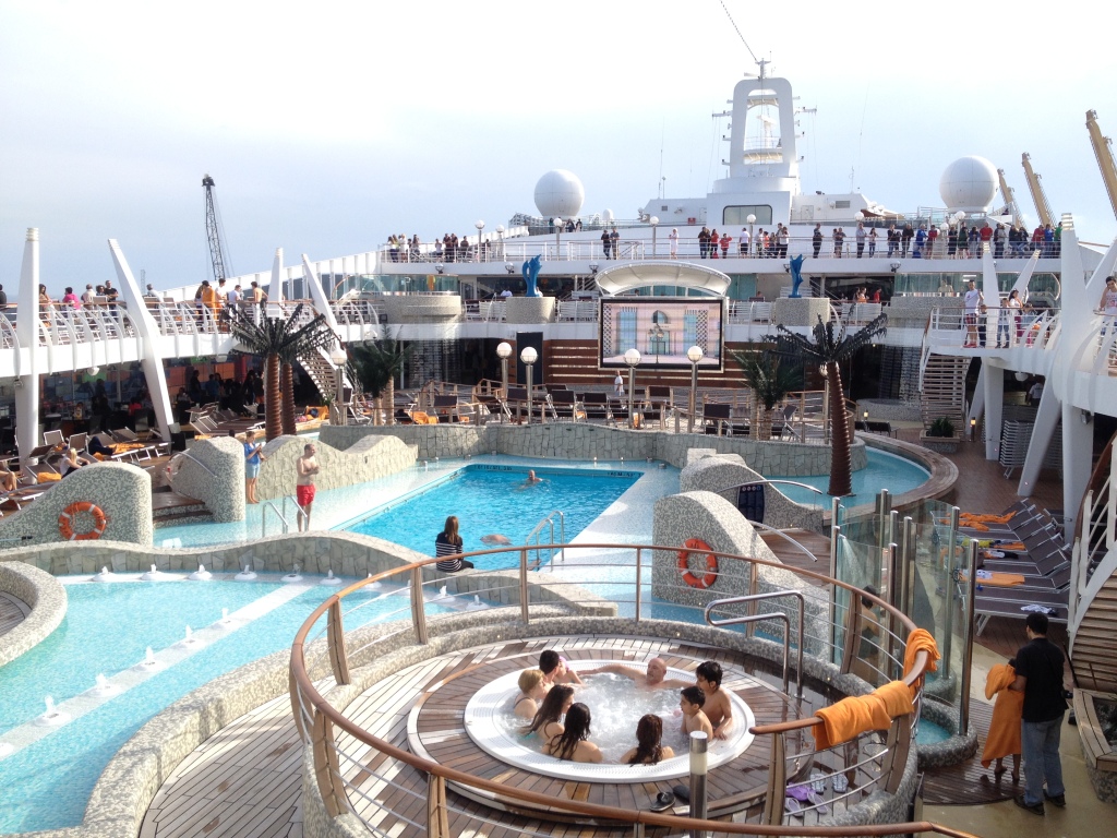 The splendid pool area of our cruise ship, the Msc Splendida