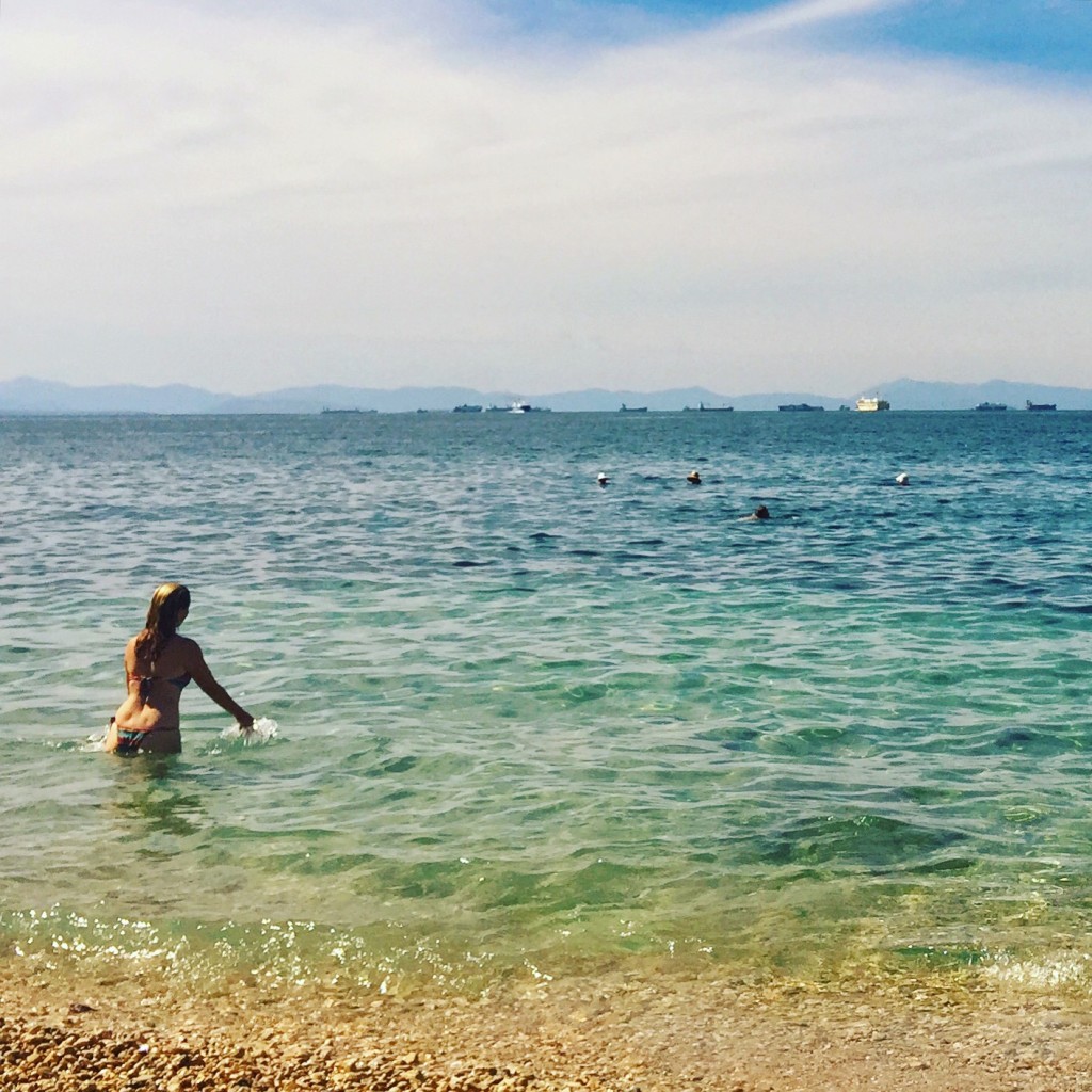 Next day we headed to the Athenian Riveira. Just a 45 minute ride by tram brings you to the sea. We went to Piraiki and swam in these beautiful warm clear blue waters. Heaven.