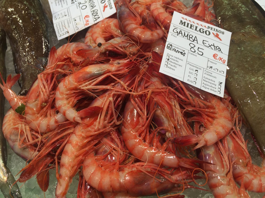 The famous intense red prawns of Palamos