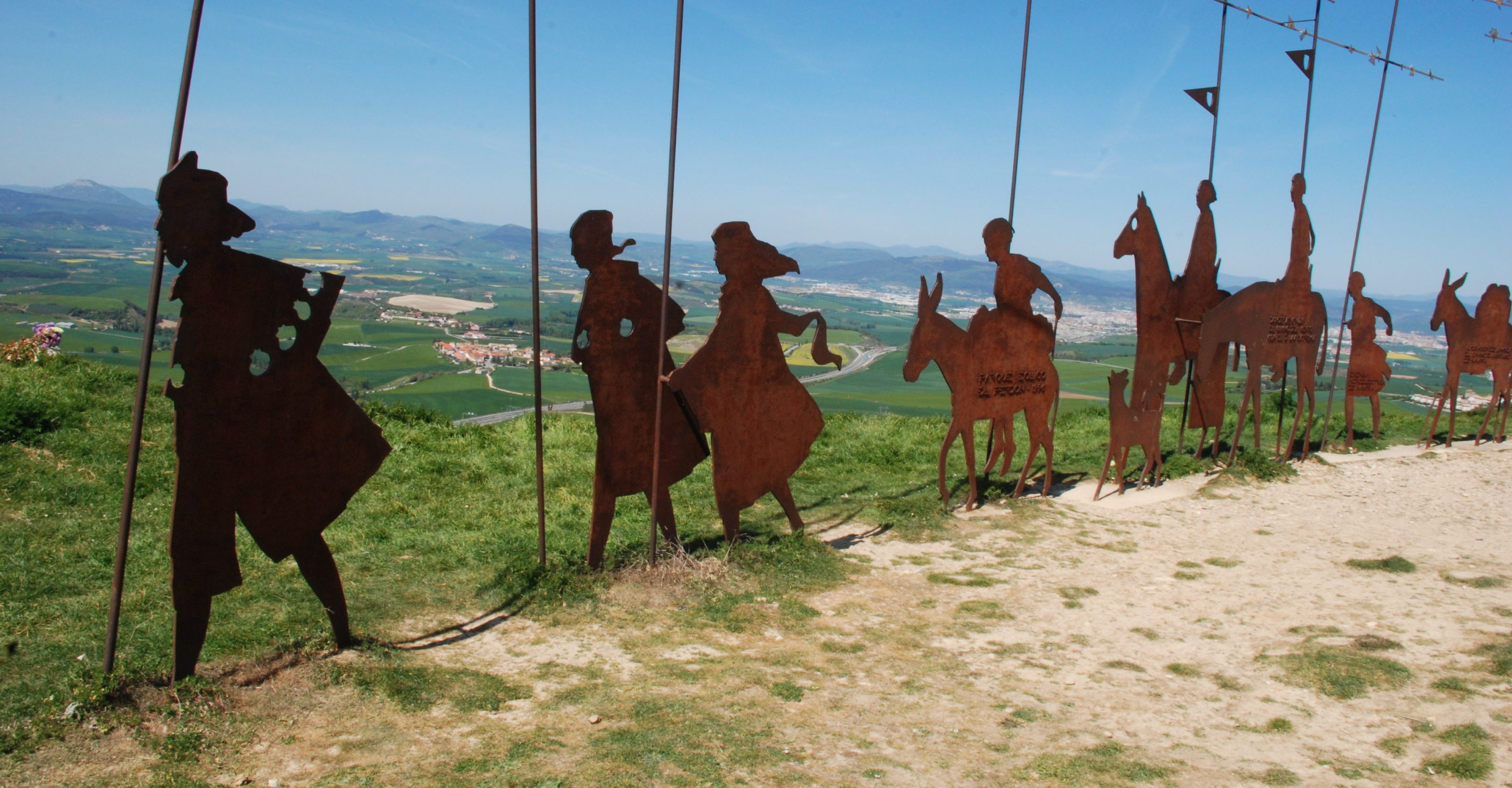 Pilgrim statue on Alto del Perdón, Navarra, Spain.
