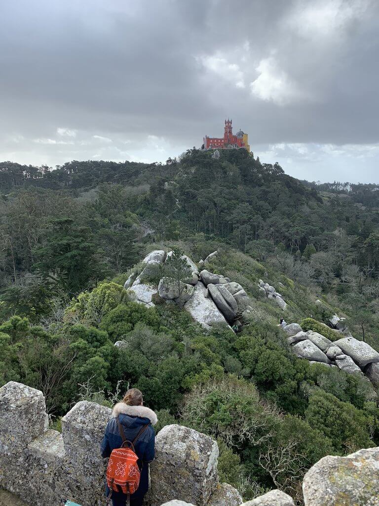 Pena Palace Sintra from Castelo dos Mouros